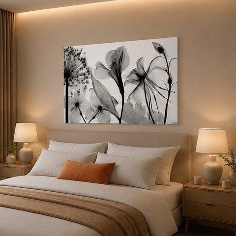 Картина на холсте &laquo;Чёрно белые цветы&raquo; X053 фото